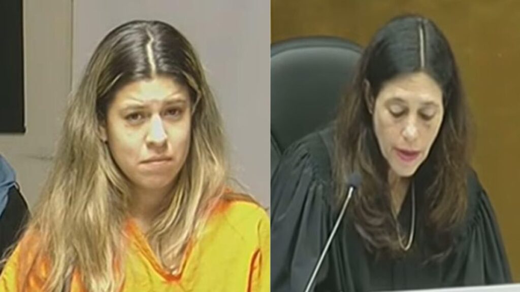 Iris Damaris Ruiz (L) from Miami Dade, Florida, appeared before Judge Mindy Glazer (R) on Monday, May 11. (Image Credit: YouTube/ @NHEMiamiToday)