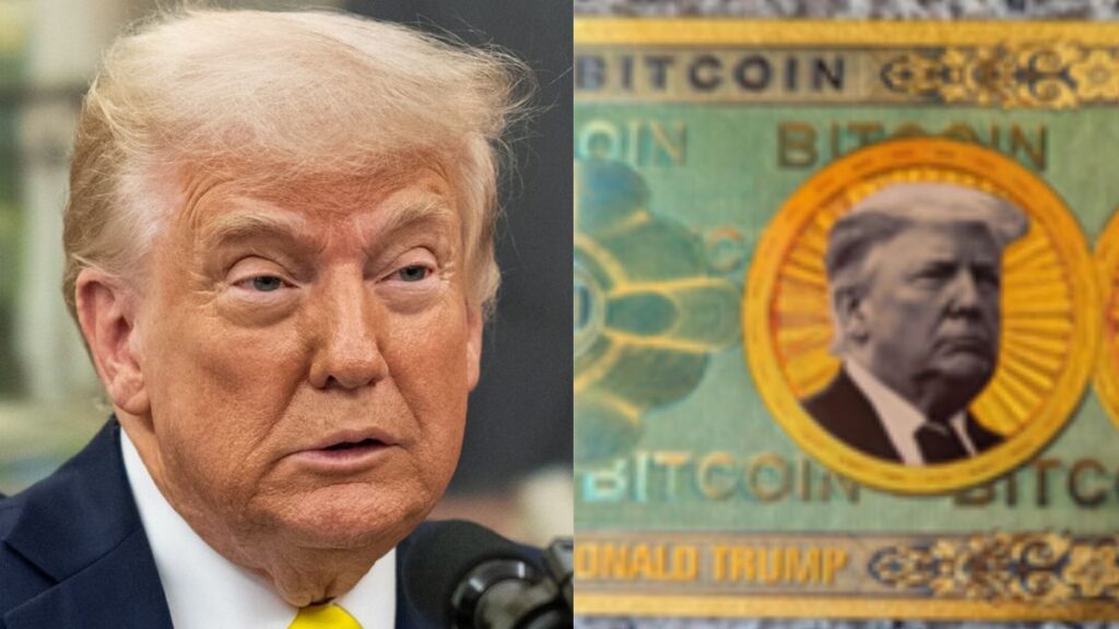 Foreign scammers allegedly exploited citizens’ trust in Donald Trump’s (L) brand and sold them fake financial products called “Trump Bucks.” (Image Credit: The White House/ Wikimedia Commons; U.S. Attorney’s Office, SDNY, Department of Justice)