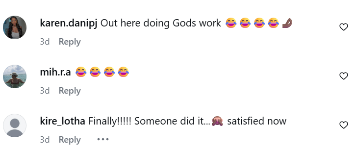 Instagram comments.