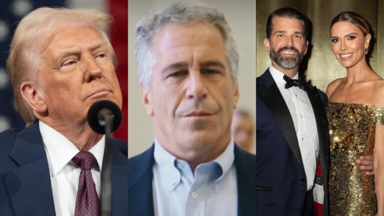 Internet users tie Donald Trump’s absence from his son and Bettina Anderson’s wedding to Epstein. (Image Credits-@TheWhiteHouse/X, Netflix/YouTube and @bettinaanderson/Instagram)