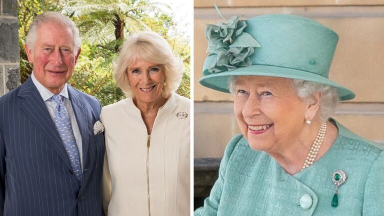 King Charles, Queen Camilla and Queen Elizabeth II