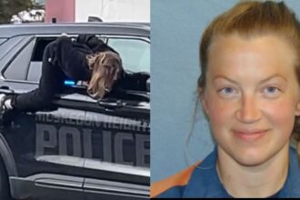 A woman escaped from a Michigan police cruiser through a half-opened rear window.
