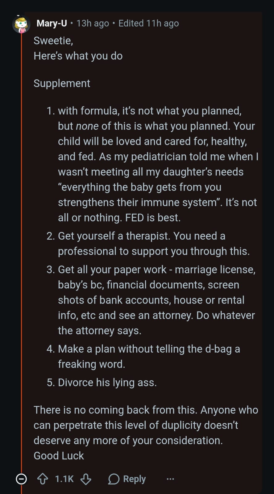 Another user shares advice under the woman