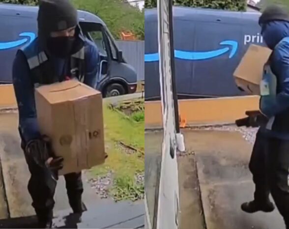 Amazon Driver’s Creepy ‘Sneaky Tactic’ Caught Red-Handed on Camera While Delivering a Package