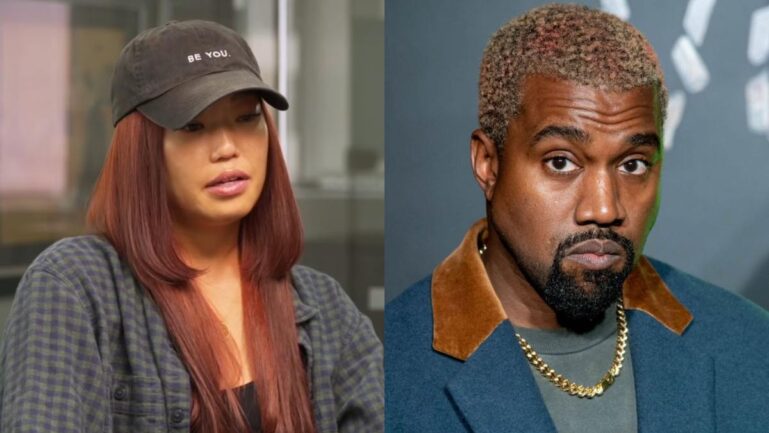 Jennifer An discusses her lawsuit alleging Kanye West assaulted her during a 2010 La Roux video shoot in New York.(Image Credits-Fame Under Fire/YouTube and @mrteji_/X)