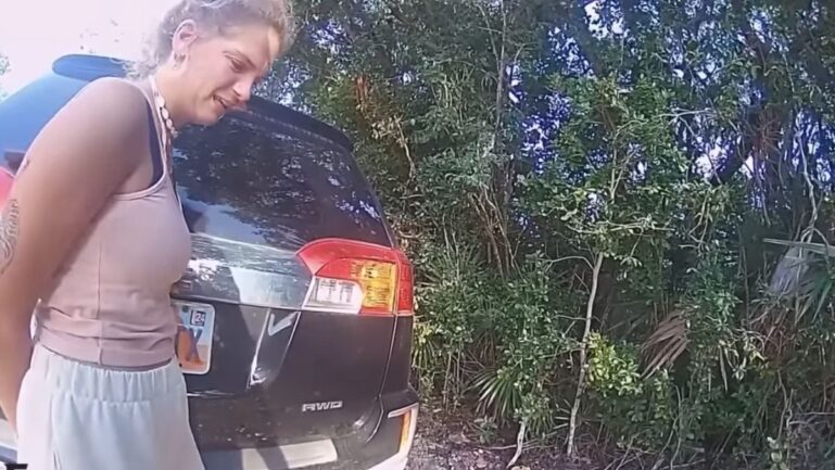 Police arrested a drunk woman who parked her car illegally and was sleeping inside