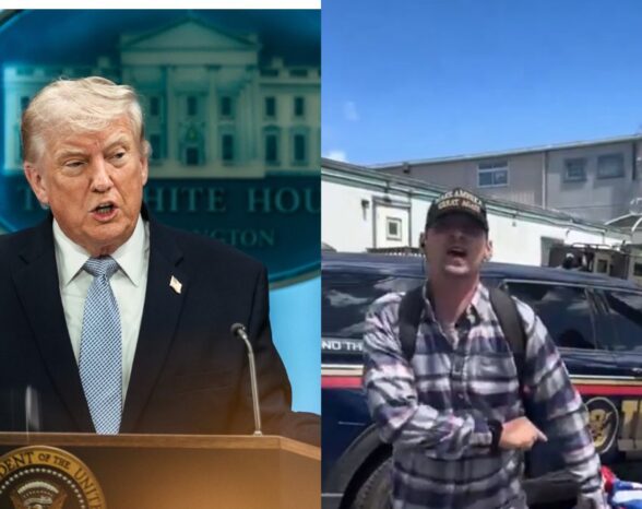 MAGA Supporter Yells He Doesn’t Care If Donald Trump Is a Child Abuser — Protesters Watch in Disbelief