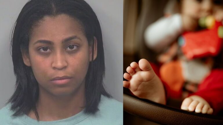 Dejah Coleman, 29, who forgot that her one-year-old son was still in the back seat after she dropped off her two older children at daycare.