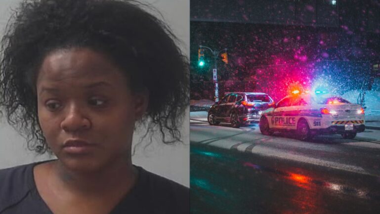 Police officers shove female driver to the ground after she refuses to cooperate